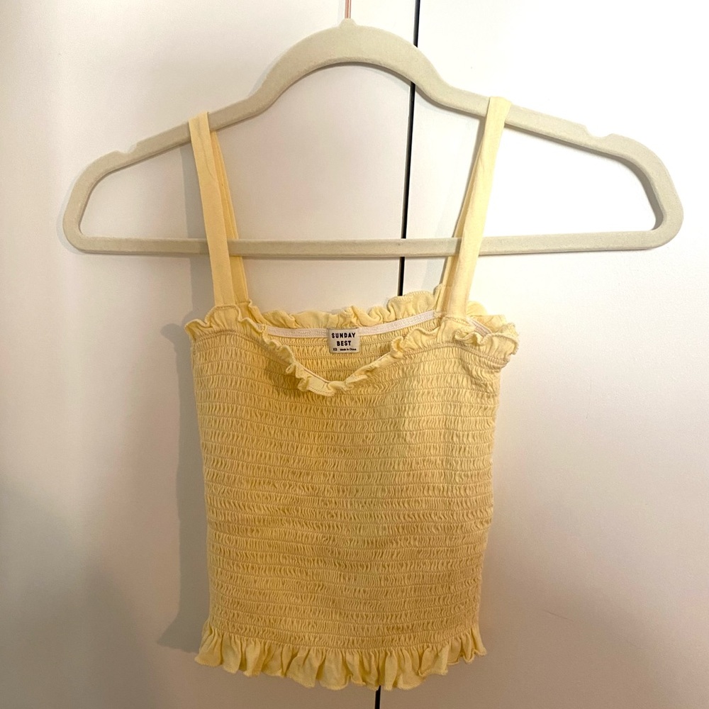 Aritzia | Sunday Best Yellow Smocked Tank Top
